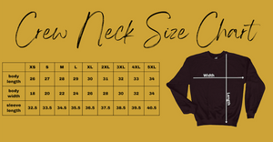 Crew Neck Size Chart (Sweatshirt)